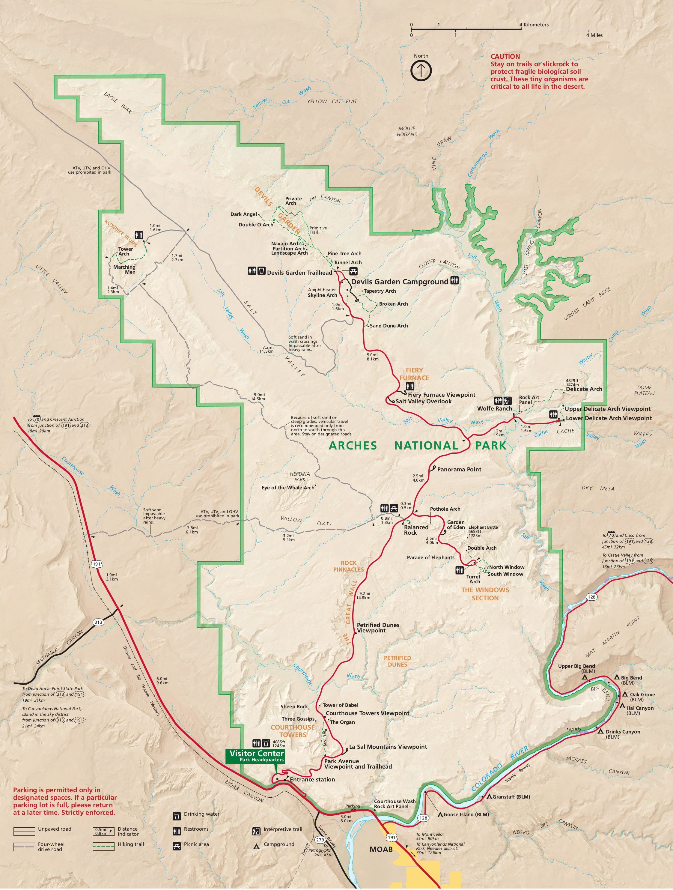 arches national park map