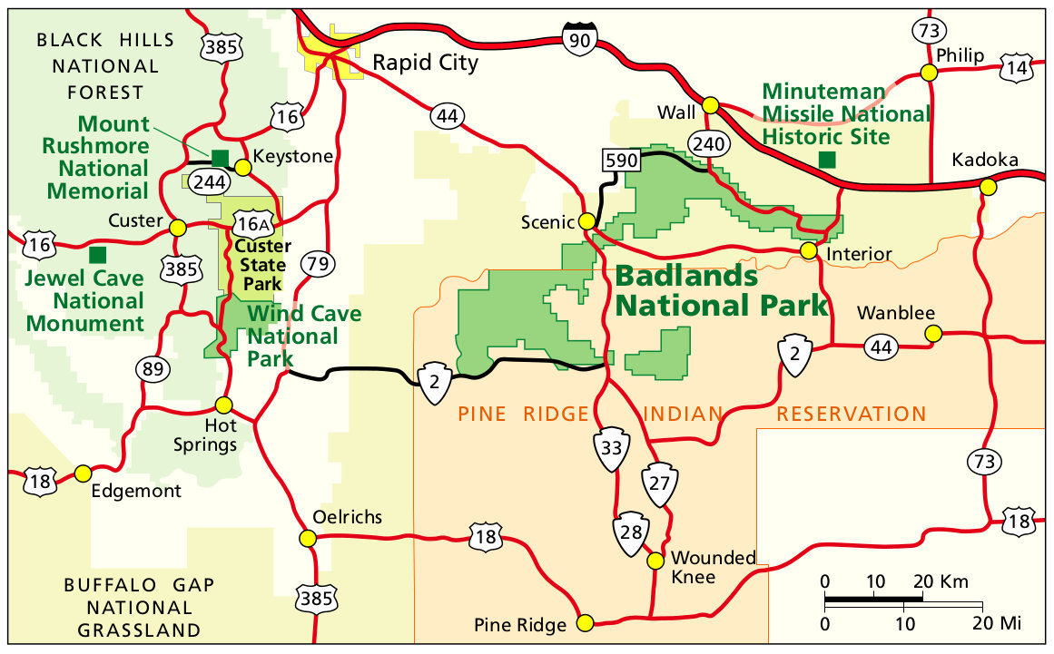 Badlands Scenic Loop Map Badlands Maps | Npmaps.com - Just Free Maps, Period.