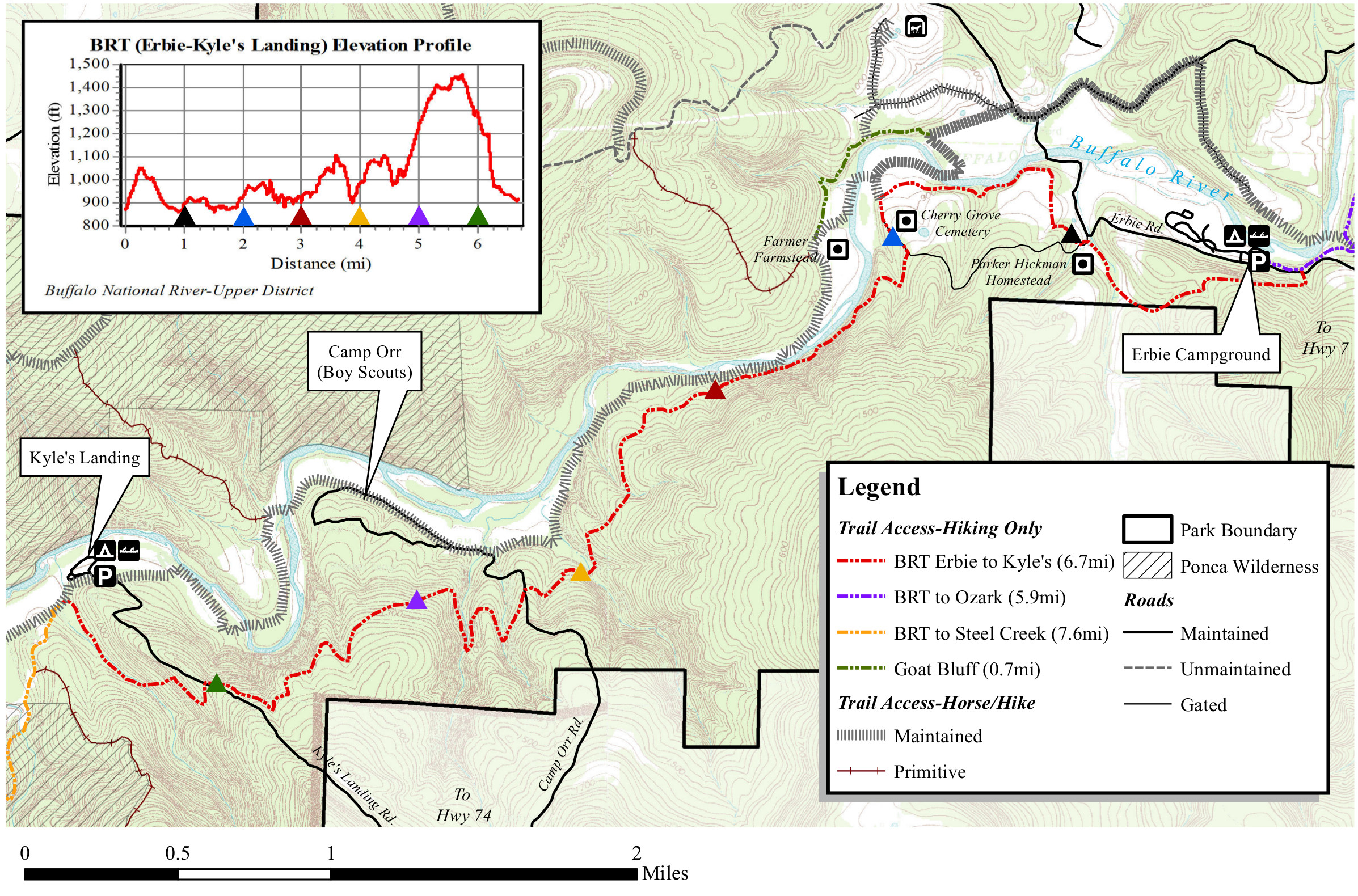 Buffalo River Trail Map Buffalo River Maps | Npmaps.com - Just Free Maps, Period.