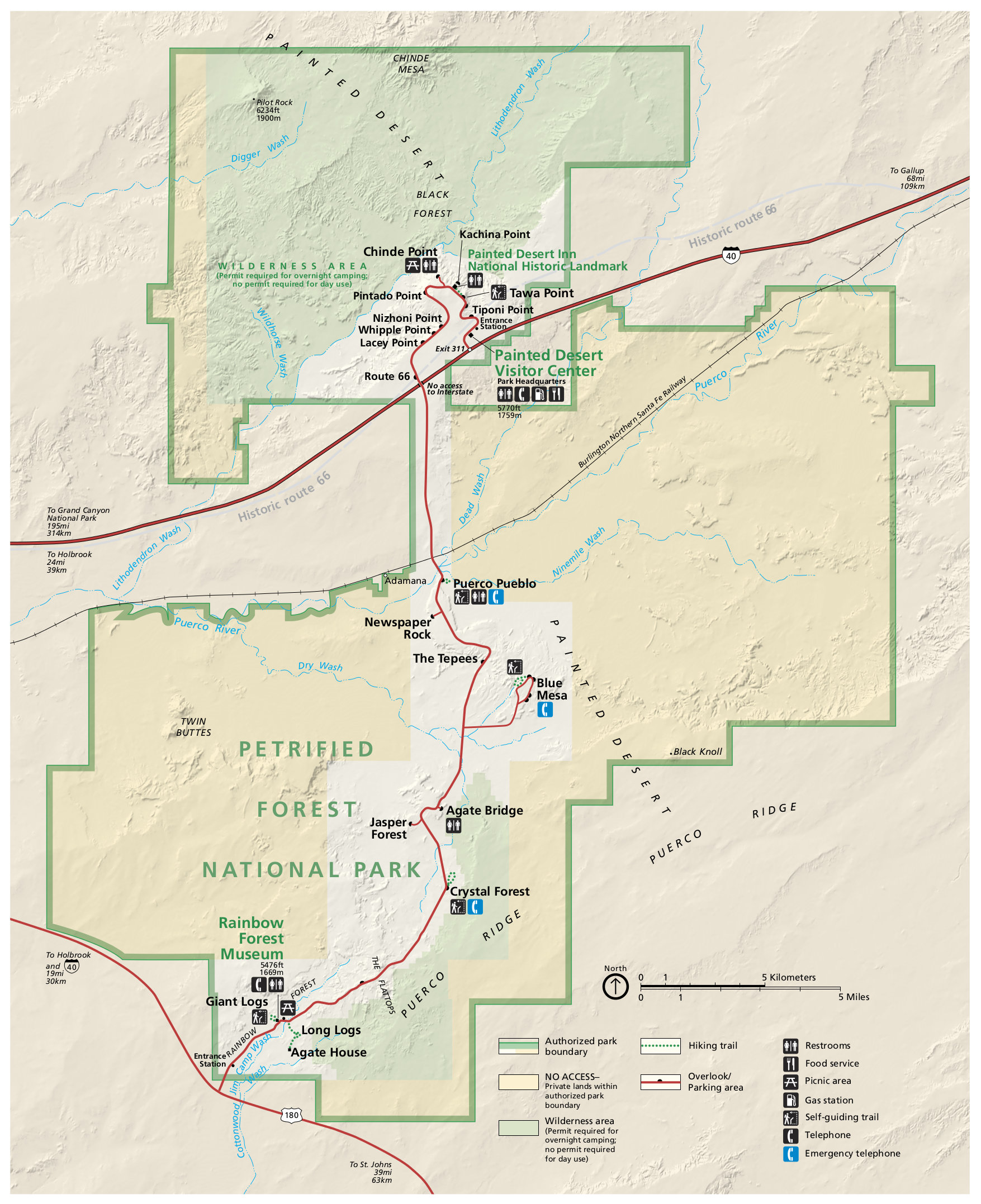 petrified forest national park map