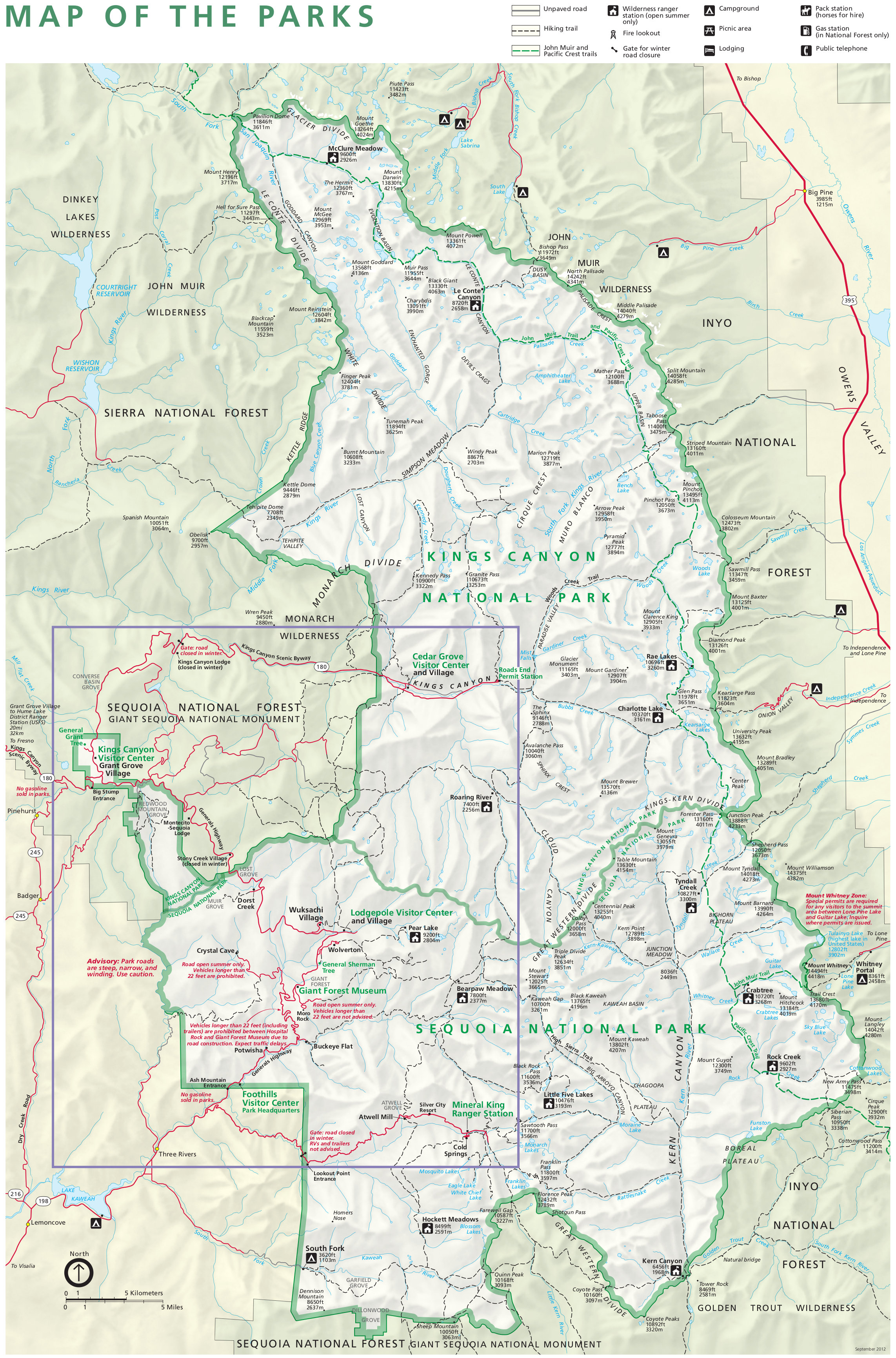 Sequoia National Park Map Sequoia Maps | Npmaps.com - Just Free Maps, Period.