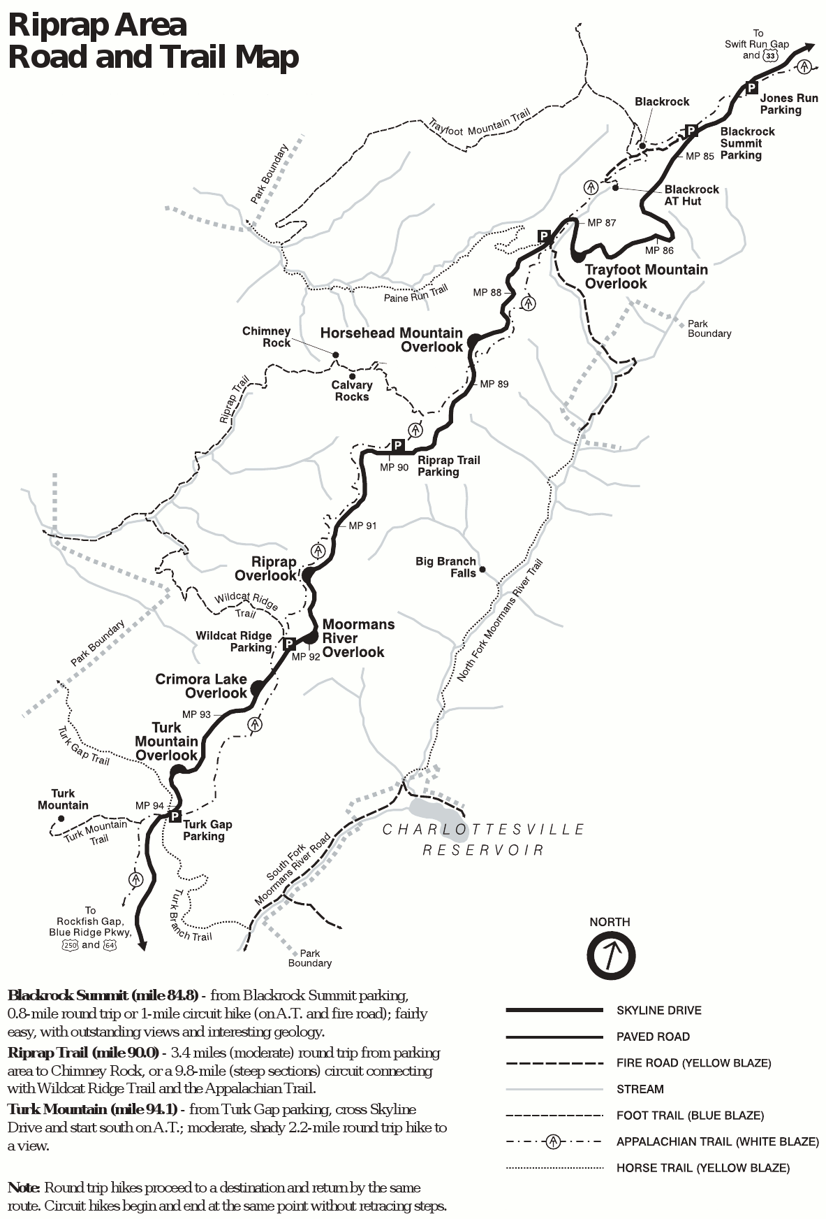 mapa del parque shenandoah