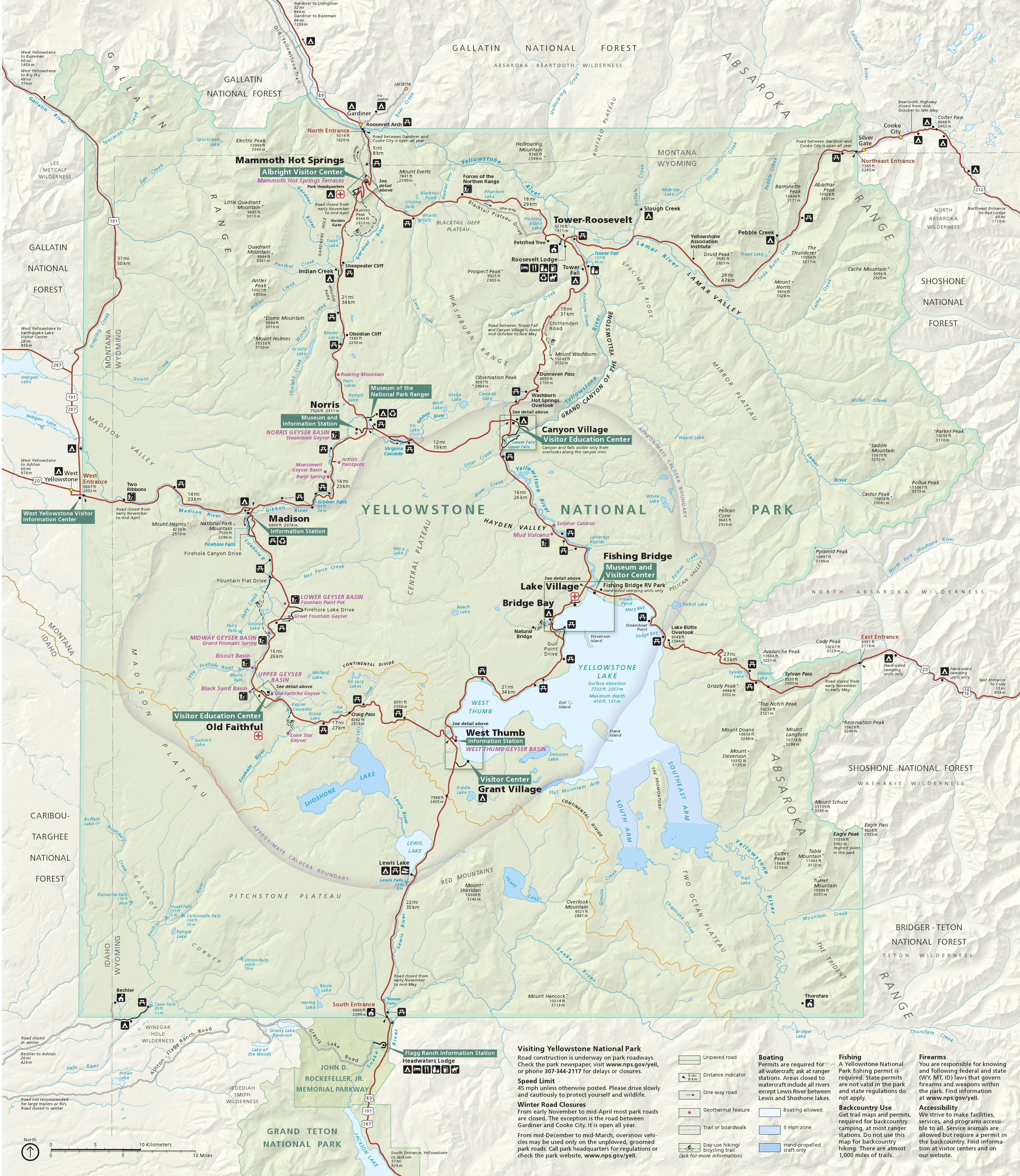 Yellowstone National Park Detailed Map London Top Attractions Map