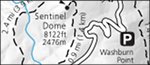 Yosemite National Park Glacier Point area hiking map thumbnail