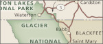 Glacier and Waterton Lakes region map