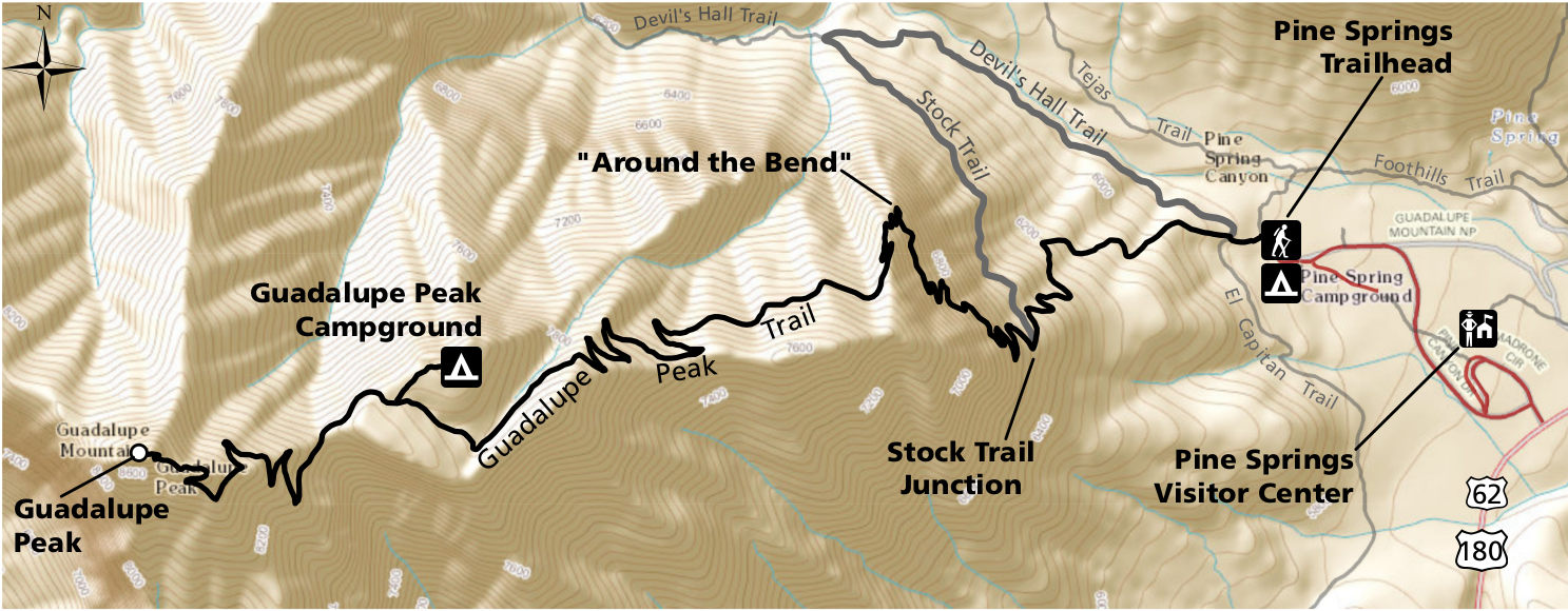 Image result for guadalupe peak trail map