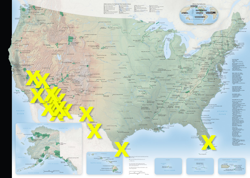 Quieter in summer national parks map